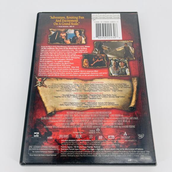 Pirates Of The Caribbean The Curse Of The Black Pearl Movie DVD - GUC - Picture 7 of 15